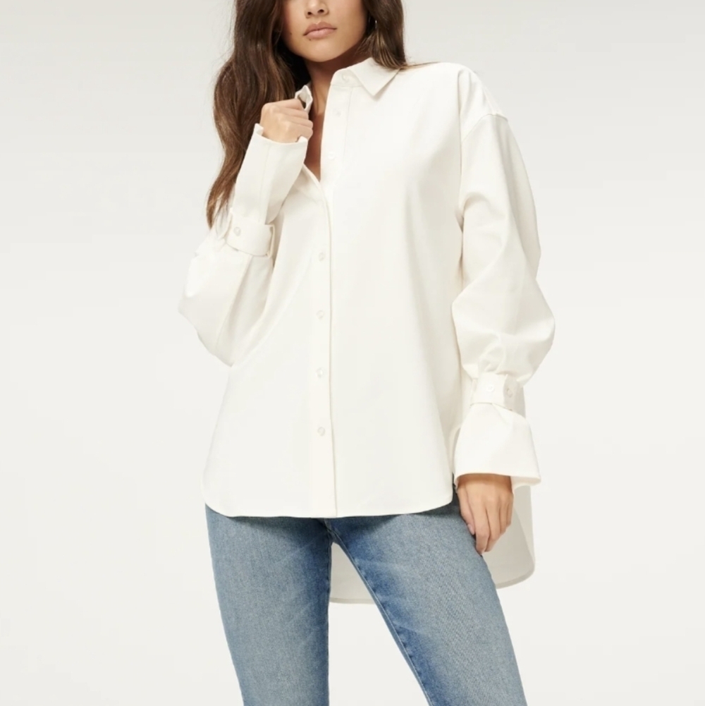 NWT. White Tabbed Poplin Shirt. Button down. Size 2XL - 3XL 5/6
